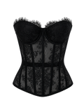 Black Lace Corset with Black Sheer Mesh
